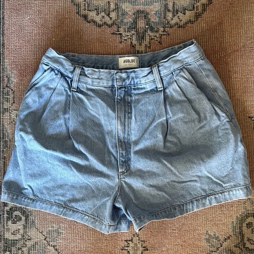 Agolde Light Blue Jean Shorts - Picture 1 of 4